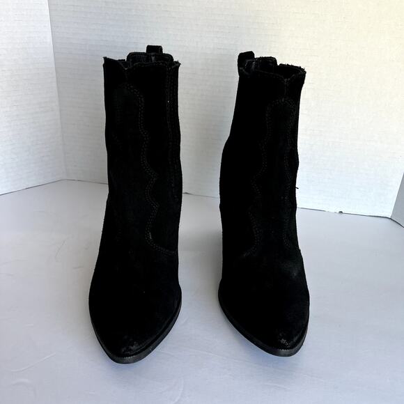 Dolce Vita Conway Black Suede Cowboy Ankle Booties Sz 8 - Picture 5 of 9